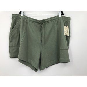 Terra & Sky Cotton Blend Drawstring Shorts Green 3X NEW